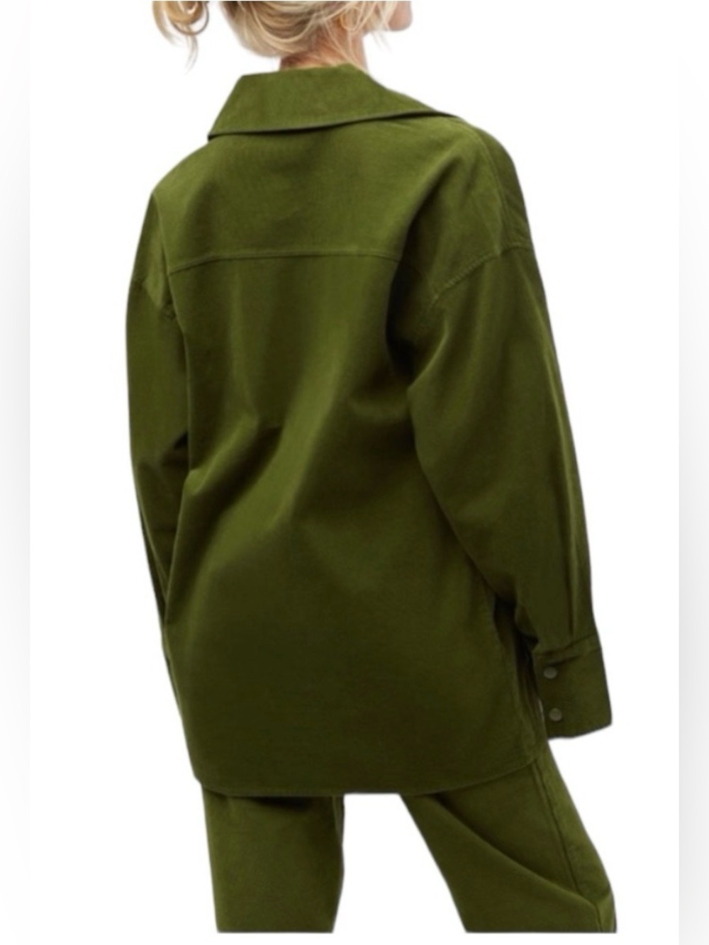 WeWoreWhat Oversized Corduroy Shacket Basil Green NWOT XS/S - Picture 2 of 9